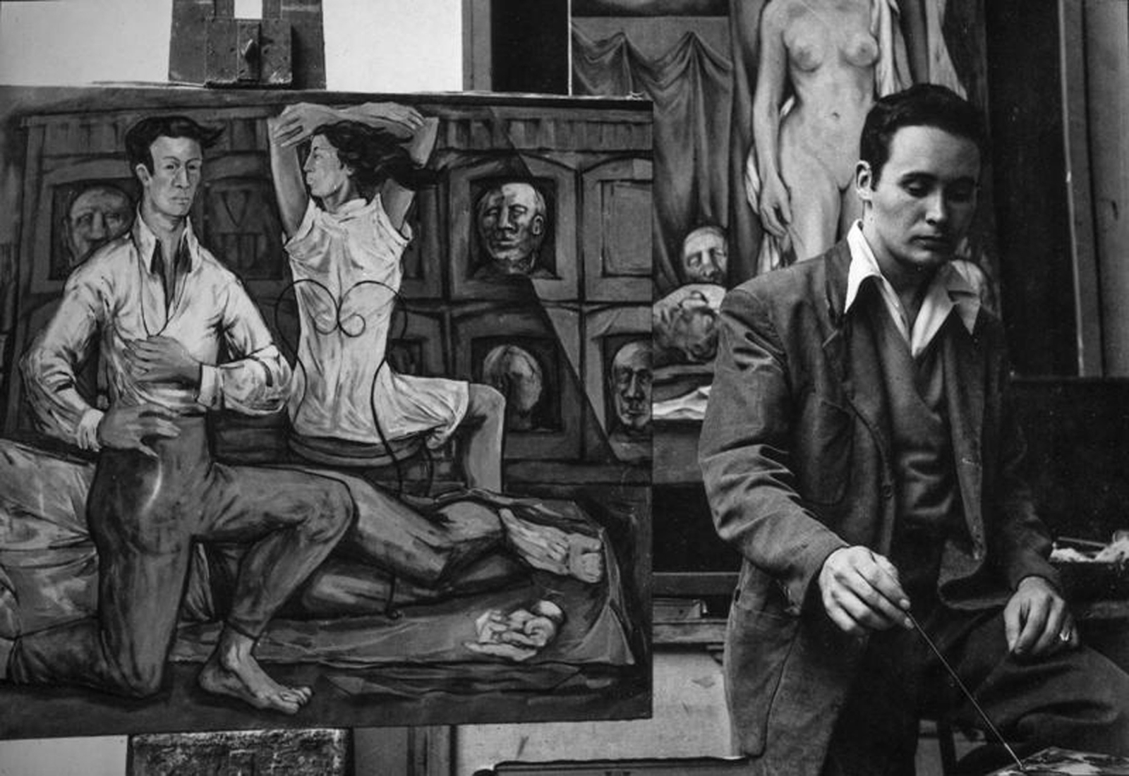Robert Clark, Chicago, 1953, with the untitled oil painting (later destroyed) that helped him to win a Foreign Travelling Fellowship from the Art Institute of Chicago. Image courtesy of&amp;nbsp;Dennis and Diana Griggs, Maine