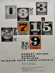 Poster for Robert Indiana: Number Paintings exhibition at the Museum Haus Lange Krefeld