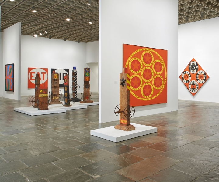 Installation view of Robert Indiana: Beyond LOVE at the Whitney Museum of American Art