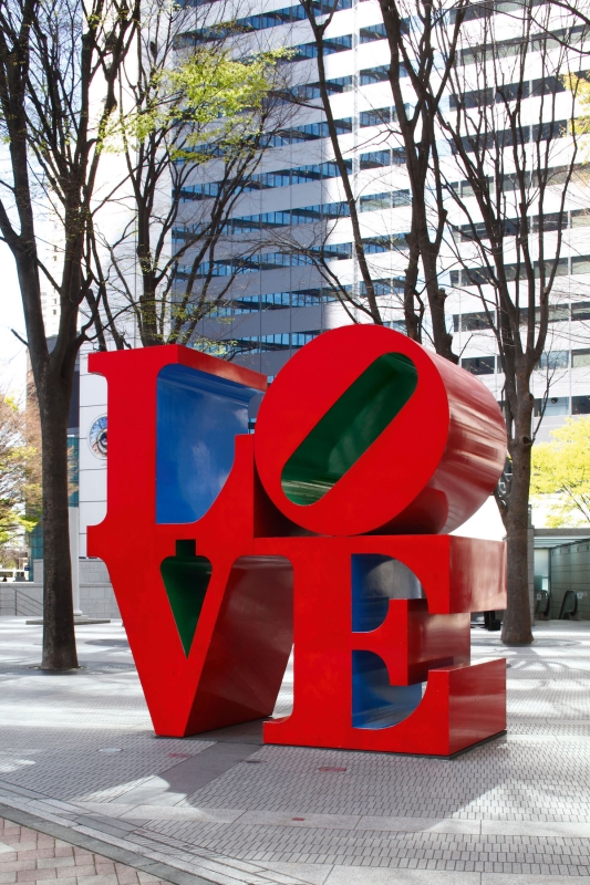 Robert Indiana's LOVE (red blue green) in Tokyo