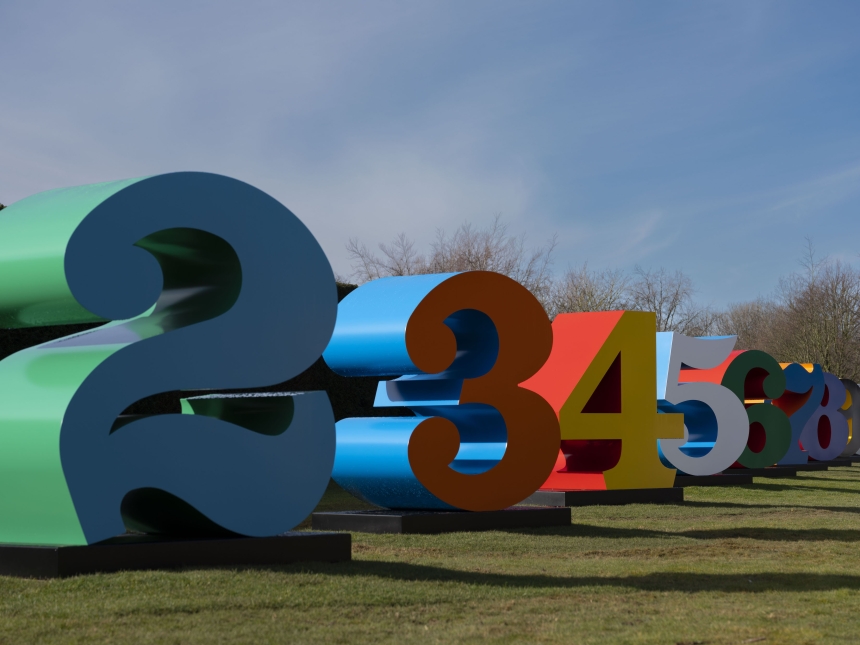 Robert Indiana, ONE Through ZERO (The Ten Numbers), 1980-2001, installation view at Yorkshire Sculpture Park, 2022